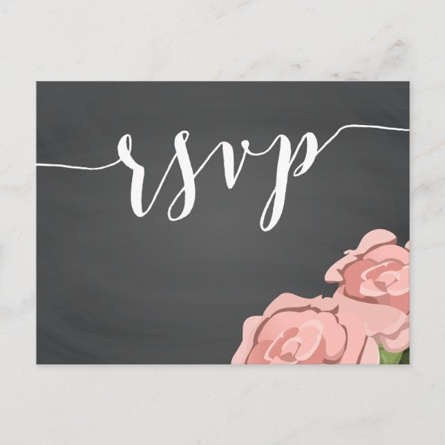 Cartes postales RSVP personnalisées Floral Chalkbo (Devant)