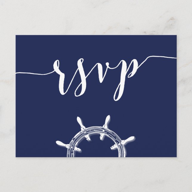 Cartes postales RSVP personnalisées Nautical Navy  (Devant)