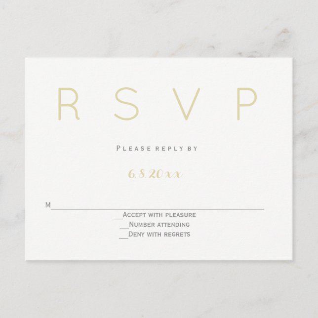 Cartes postales rsvp pour mariage moderne argent e (Devant)