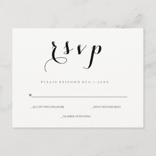 Cartes postales rsvp pour mariage moderne simple e