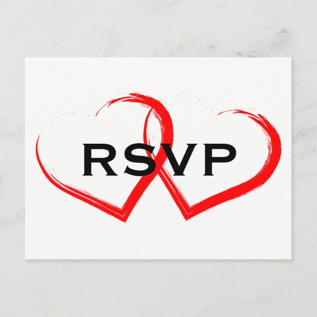 Cartes postales RSVP Red Paint Brush Heart (Devant)