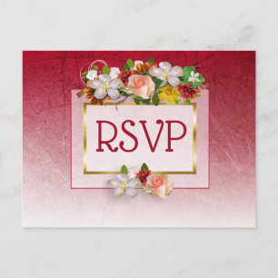 Cartes postales RSVP Rose Floral Rouge et Bourgogn