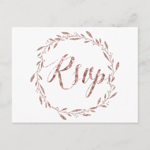 Cartes postales RSVP Rose Gold Foil Wreath