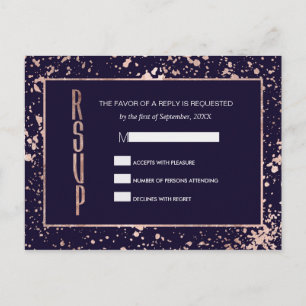 Cartes postales RSVP rose Gold Navy Blue Paint Spl