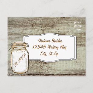 Cartes postales RSVP Rustic Mason Jar Barn Bois We