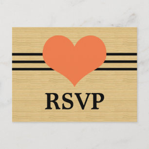 Cartes postales RSVP Woodgrain Mod Heart, orange