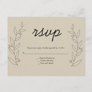 Cartes postales rustiques de rsvp de mariage de