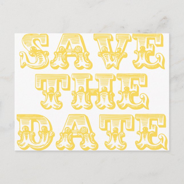 Cartes postales "Sauver la date" en jaune (Devant)
