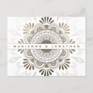 Cartes postales 'Sauver la date' Mandala blanc et 