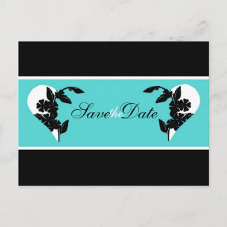 Cartes postales "Save the Date" avec cœurs turquoi
