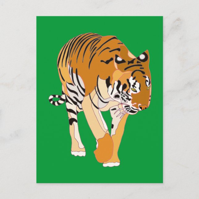 Cartes postales Tiger Walking Digital Peinture (Devant)