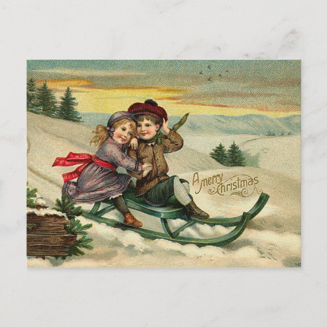 Cartes postales Victoriennes en drap de Noël (Devant)