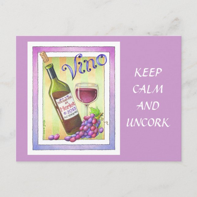 CARTES POSTALES - VINO ! Vous m'avez eu à MERLOT ! (Devant)