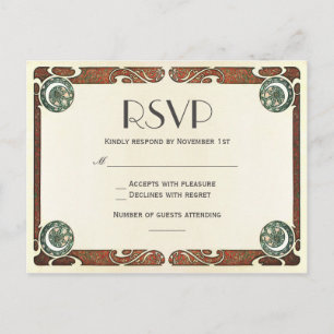 Cartes postales vintage Art Nouveau RSVP Mariage I