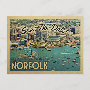 Cartes postales vintage de Norfolk Virginie Save T