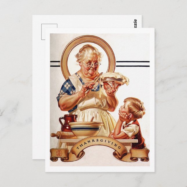 Cartes postales vintage de Thanksgiving d'art (Devant / Derrière)