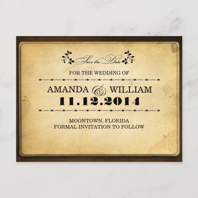 cartes postales vintage pour sauvegarder la date (Devant)