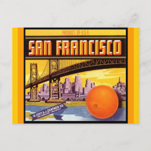 Cartes postales vintage San Francisco Fruit Citrus