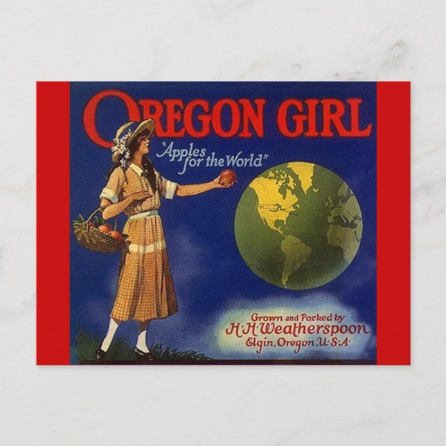 Cartes postales vintages de pommes de l'Oregon (Devant)