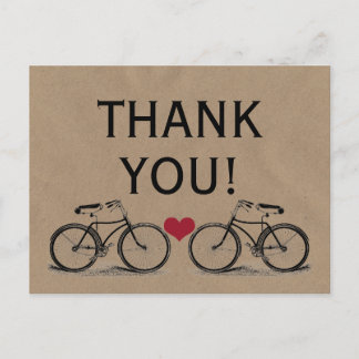 Cartes postales vintages du Merci de vélo Mariage