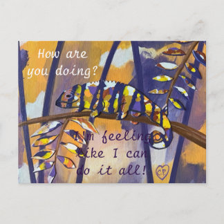 Cartes postales violettes et orange chameleon, vot