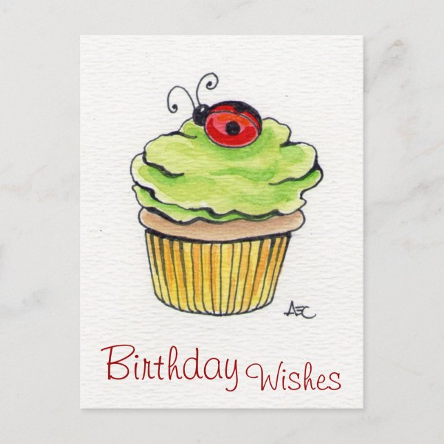 Cartes postales Whimsical Cupcake et Ladybug (Devant)