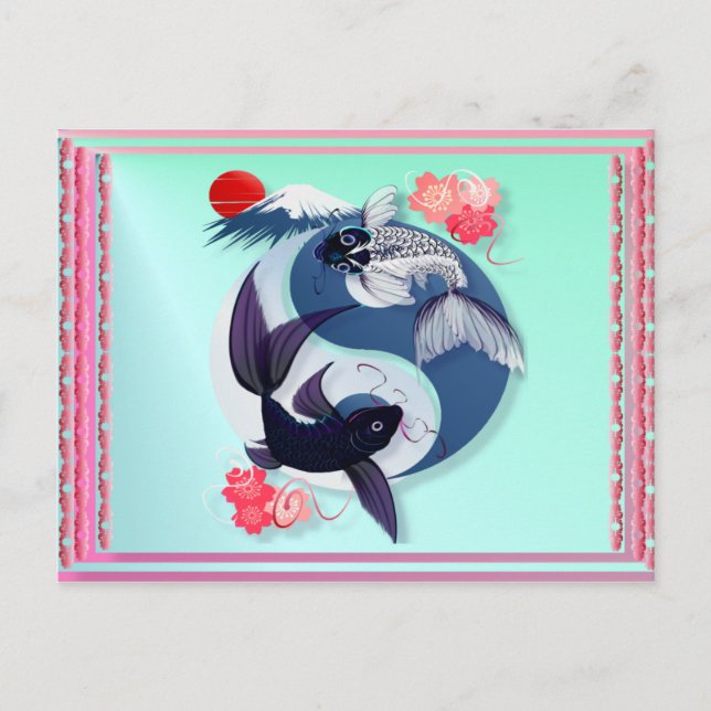 Cartes postales Yin et Yang Koi (Devant)