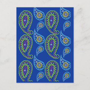 CARTES POSTCARDS Electric Blue Paisley pour les él