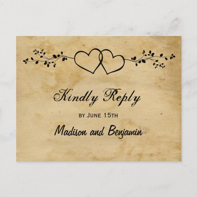 Cartes POSTCARDS RSVP de mariage Rustique double c (Devant)