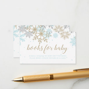 Cartes pour bébé bleu flocon de neige en or inclus