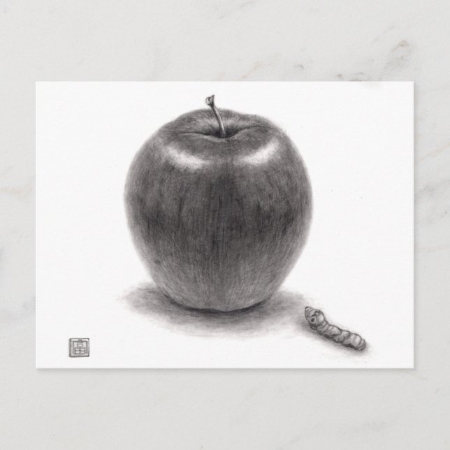 CARTES POUR FÊTES ANNUELLES りんごとあおむし (Devant)