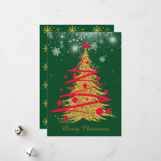 CARTES POUR FÊTES ANNUELLES グリーンエレガントなクリスマスカード♡