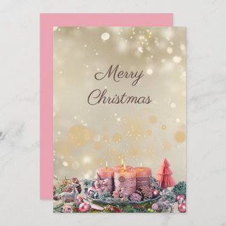 CARTES POUR FÊTES ANNUELLES ゴージャス ゴールド×ピンクのクリスマスカード♡