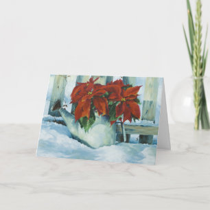 Cartes Pour Fêtes Annuelles 0525 Poinsettia in Watering Can Sympathy Card