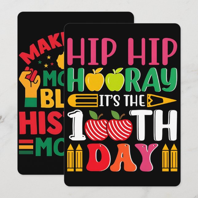 Cartes Pour Fêtes Annuelles 100 Days Learning Black History 2026 Poster  (Devant / Derrière)