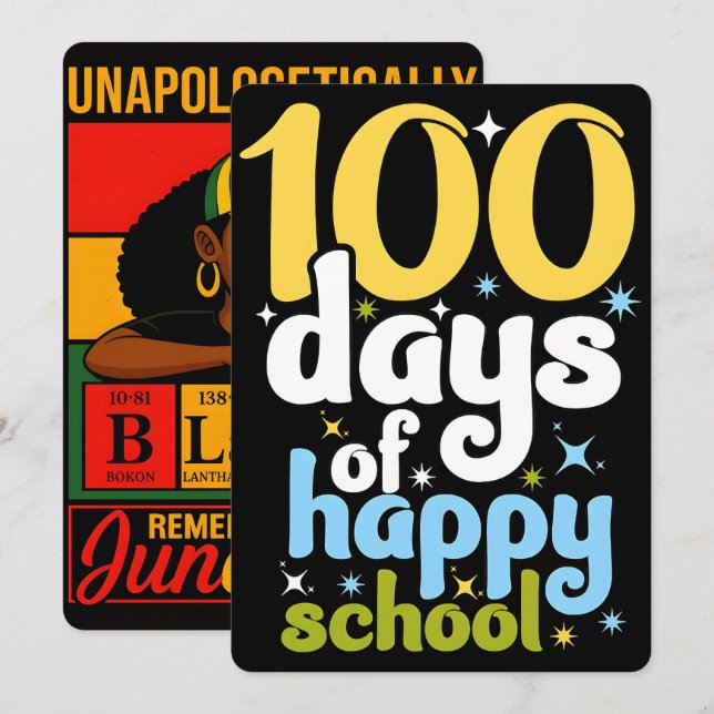 Cartes Pour Fêtes Annuelles 100 jours d'apprentissage de l'histoire des Noirs  (Devant / Derrière)