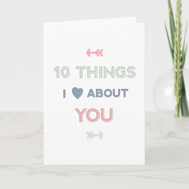 Cartes Pour Fêtes Annuelles 10 choses que j'aime de toi Valentine's (Devant)