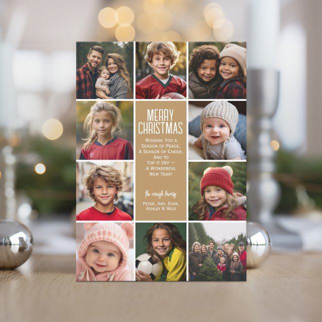 Cartes Pour Fêtes Annuelles 10 Frontière photo - Joyeux Noir de Fer (10 Photo Online Christmas Card - Print and Download Options - Modern, Minimal Design)