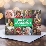 Cartes Pour Fêtes Annuelles 10 Photo Collage - Joyeux Noël Mod Cravate Die<br><div class="desc">Un motif de teinture à cravate brillant et joyeux en or vert, rouge et jaune. — Utilisez 10 photos carrés et faites un accueil Joyeux Noël unique et tendance avec une police de caractères rétro sur le devant et un motif de teinture festive sur le dos. Si vous avez besoin...</div>