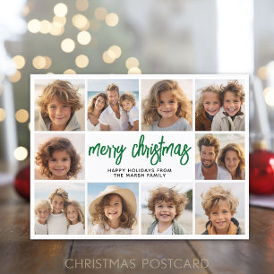 Cartes Pour Fêtes Annuelles 10 Photo Collage - Joyeux Noël vert