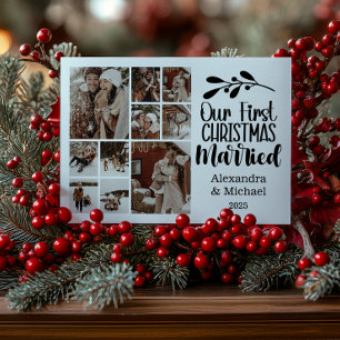 Cartes Pour Fêtes Annuelles 10 Photo Minimaliste Notre premier Noël Marié