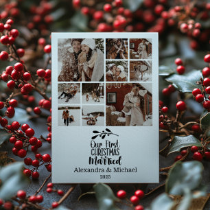Cartes Pour Fêtes Annuelles 10 Photo Minimaliste Notre Premier Noël Mariés
