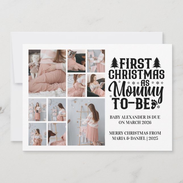 Cartes Pour Fêtes Annuelles 10 Photo Mommy to be Christmas Pregnancy  (Devant)