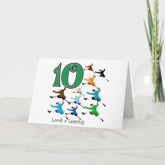 Cartes Pour Fêtes Annuelles 10 seigneurs Leaping (Devant)