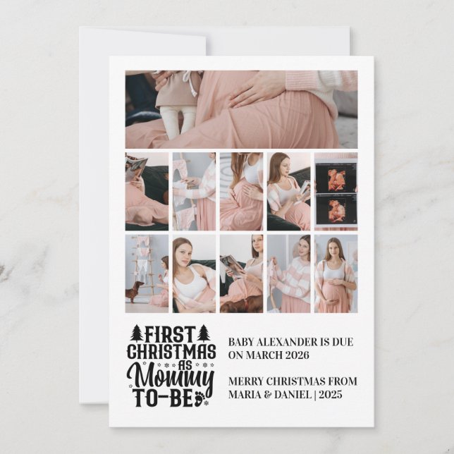 Cartes Pour Fêtes Annuelles 11 Photo Mommy to be Christmas Pregnancy  (Devant)