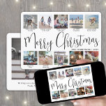 Cartes Pour Fêtes Annuelles 11 Script photo Joyeux Noël année en revue<br><div class="desc">Envoyez des salutations joyeux et partagez quelques photos préférées avec un collage photo personnalisé année en revue Joyeuse carte de Noël. Tout le texte sur ce modèle est simple à personnaliser avec n'importe quel libellé. Chaque photo carré est accompagnée de sa propre légende customisée, vous pouvez donc en parler un...</div>
