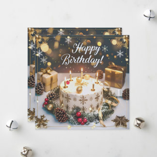 Cartes Pour Fêtes Annuelles 12月の煌めくバースデーカード/Sparkling December Birthday Card