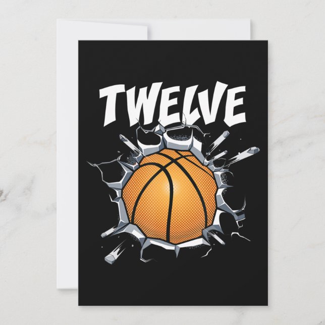 Cartes Pour Fêtes Annuelles 12 ans Basketball Anniversaire Fête 12e Garçon (Devant)