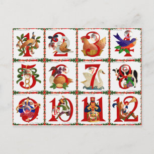 Cartes Pour Fêtes Annuelles 12 jours de cadeaux d'impression d'édredon de Noël