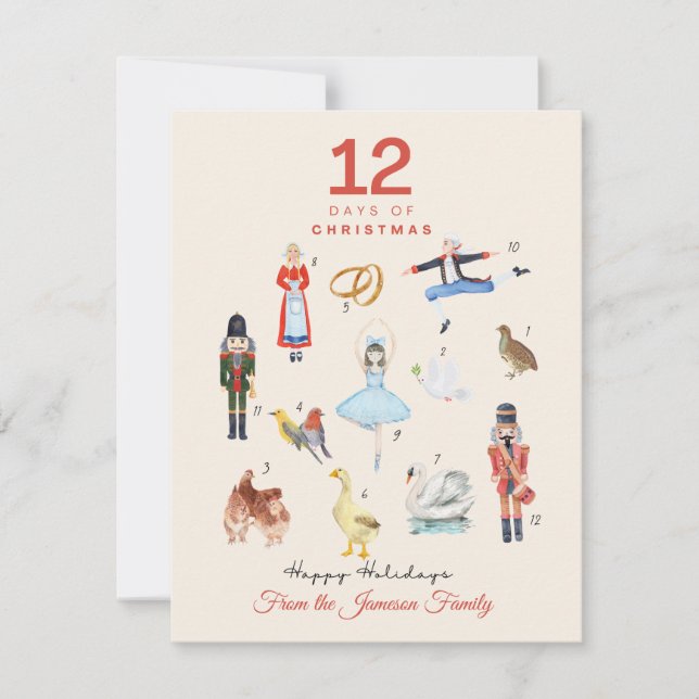 Cartes Pour Fêtes Annuelles 12 Jours de Noël (Devant)